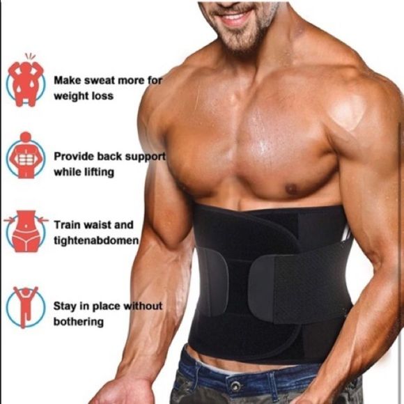 ⚡️Men’s Tummy Control Waist Trimmer 6ack Ab Belt Sauna Waist Trainer - Picture 1 of 3
